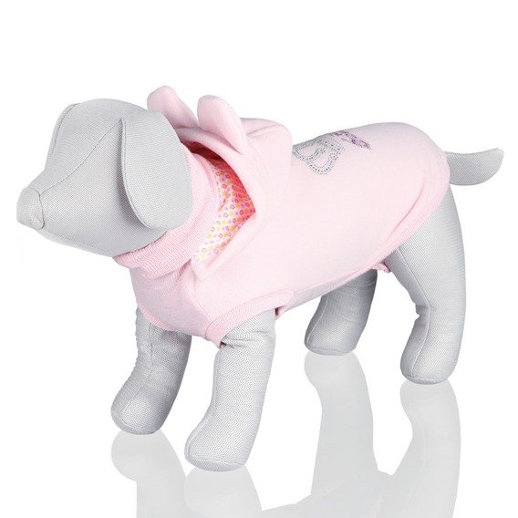 .růžový svetr roma s kapucí a ušima