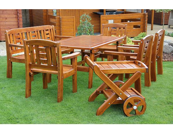 Zahradní sestava Gold velká + servírovací vozík Zahradní nábytek – Michal Liška