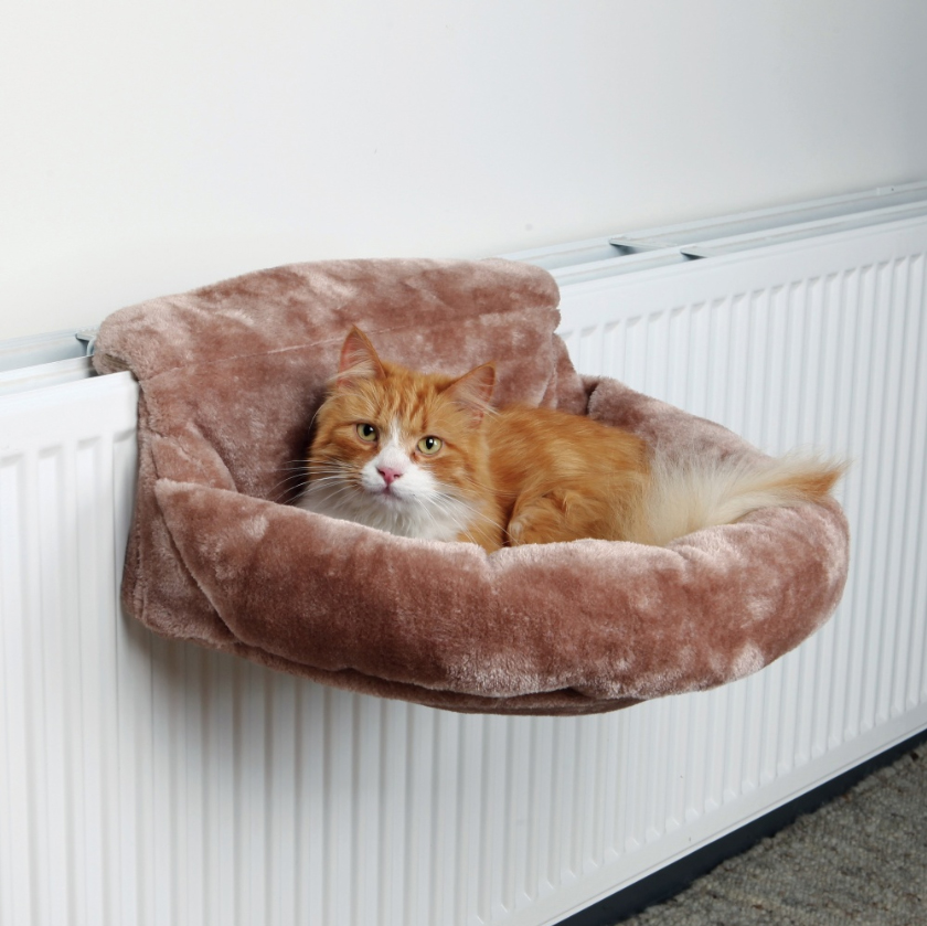 Závěsné plyšové lůžko na topení s okrajem 46x11x33 cm hnědé eMazel-cz