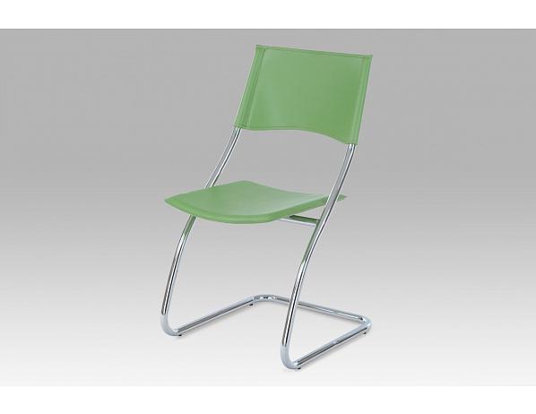 Artium  Židle chrom / zelená koženka Artium