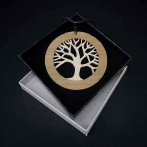 AMADEA Dřevěný přívěsek z masivního dřeva kulatý s vkladem - strom 6