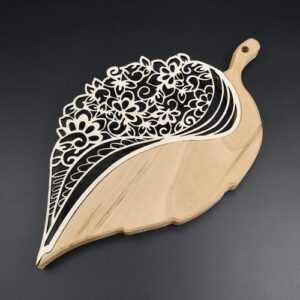 AMADEA Dřevěný list s krajkou z topolové překližky