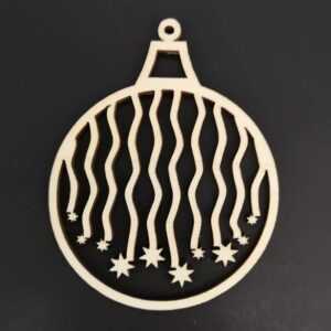 AMADEA Dřevěná ozdoba koule s padajícími hvězdami 6 cm Bedario-cz