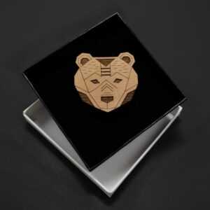 AMADEA Dřevěná brož medvědí hlava