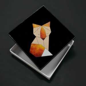 AMADEA Dřevěná brož barevná liška