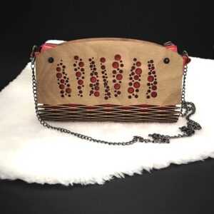 AMADEA Dřevěná kabelka červená - bubliny 25 cm Bedario-cz