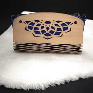 AMADEA Dřevěná kabelka tmavě modrá - mandala 25 cm Bedario-cz