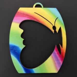 AMADEA Dřevěná ozdoba duhová soudek s motýlem 9 cm Bedario-cz