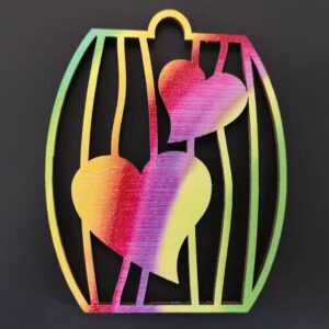 AMADEA Dřevěná ozdoba duhová soudek se srdcem 9 cm Bedario-cz