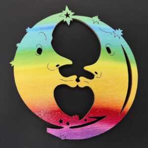 AMADEA Dřevěná ozdoba duhová dva měsíce 9 cm Bedario-cz