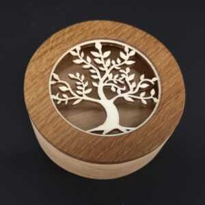 AMADEA Dřevěná krabička kulatá s vkladem - strom