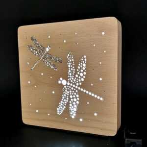 AMADEA Dřevěná lampička s motivem vážky