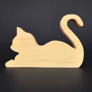 AMADEA Dřevěná dekorace kočka ležící