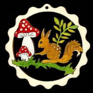 AMADEA Dřevěná ozdoba barevná vlnka s veverkou 9 cm Bedario-cz