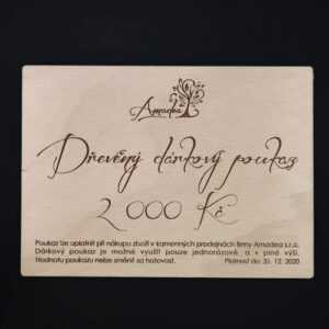 Dřevěný dárkový poukaz do kamenných obchodů firmy Amadea s.r.o. v hodnotě 2.000 Kč Bedario-cz