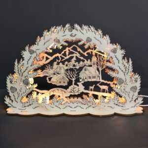 AMADEA Dřevěný svítící portál vesnička