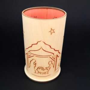 AMADEA Dřevěný svícen na čajovou svíčku s betlémem