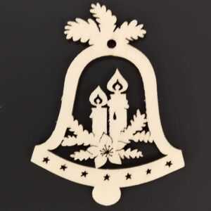 AMADEA Dřevěná ozdoba zvonek se svíčkami 9 cm Bedario-cz