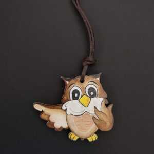 AMADEA Dřevěný přívěsek na krk sova