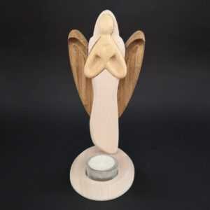 AMADEA Dřevěný svícen anděl se srdcem