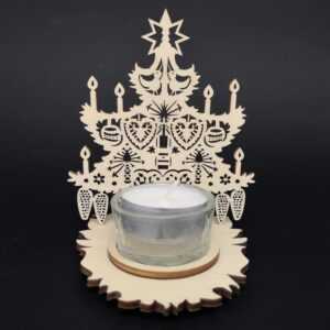 AMADEA Dřevěný svícen vánoční stromek