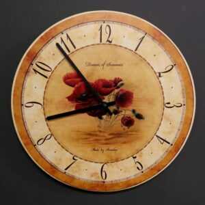 AMADEA Dřevěné hodiny nástěnné kulaté s vlčím mákem