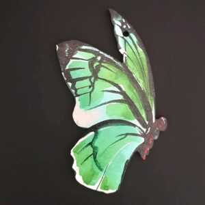 AMADEA Dřevěná ozdoba motýl zelený 9 cm Bedario-cz