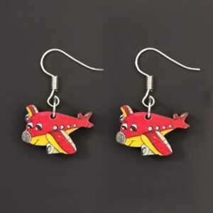AMADEA Dřevěné náušnice letadlo