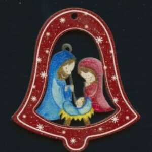 AMADEA Dřevěná ozdoba barevná zvonek s betlémem 6 cm Bedario-cz