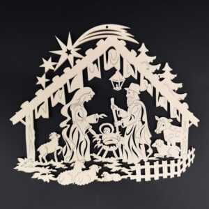 AMADEA Dřevená ozdoba betlém 20 cm Bedario-cz