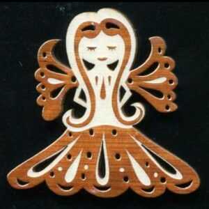 AMADEA Dřevěná ozdoba s potiskem anděl 6 cm Bedario-cz