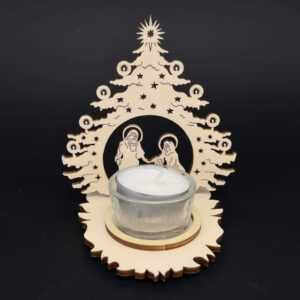 AMADEA Dřevěný svícen betlém ve stromku