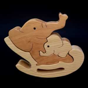 AMADEA Dřevěné puzzle houpací slon