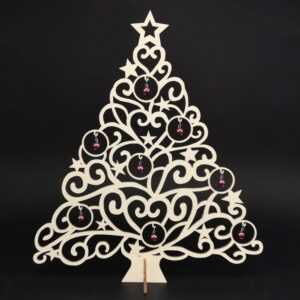 AMADEA Dřevěný 3D stromek s kuličkami