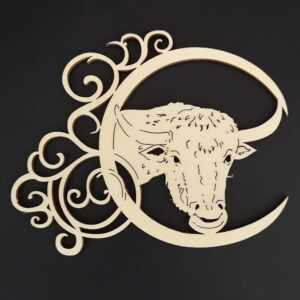 AMADEA Dřevěná ozdoba - znamení býk 13 cm Bedario-cz