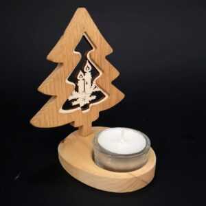 AMADEA Dřevěný svícen stromek s vkladem - svíčky