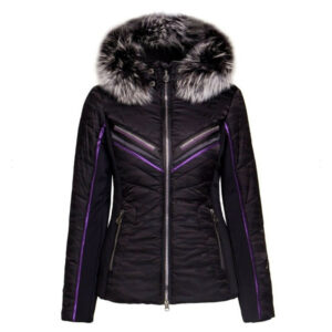 Bunda SPORTALM Doping s kapucňou z pravej kožušiny Čierna XXL Sportalm