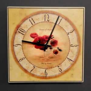 AMADEA Dřevěné hodiny nástěnné hranaté s vlčím mákem