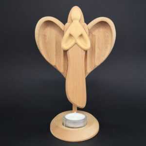 AMADEA Svícen anděl se srdcem 22 cm Bedario-cz