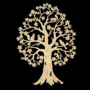 AMADEA Dřevěná dekorace strom s veverkami