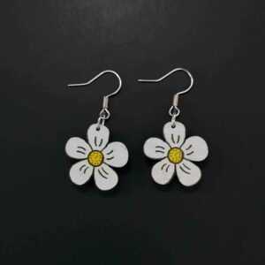 AMADEA Dřevěné náušnice květina bílá