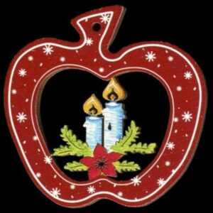 AMADEA Dřevěná ozdoba barevná jablko se svíčkami 6 cm Bedario-cz