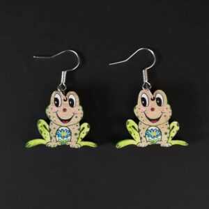 AMADEA Dřevěné náušnice žába