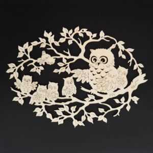 AMADEA Dřevěná dekorace sova s mláďaty 18 cm Bedario-cz