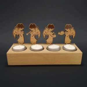 AMADEA Dřevěný svícen andělé se 4 svíčkami Bedario-cz