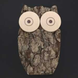 AMADEA Sova z masivu s kůrou 15 cm Bedario-cz