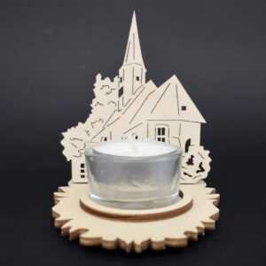 AMADEA Dřevěný svícen kostel