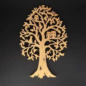 AMADEA Dřevěný strom se sovami a kočkou