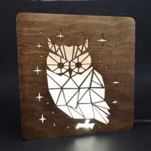 AMADEA Dřevěná lampička s motivem sovy