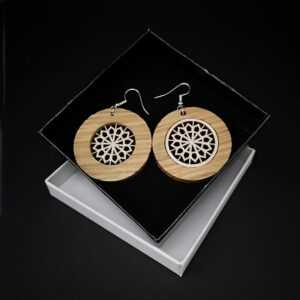 AMADEA Dřevěné náušnice z masivního dřeva s vkladem - mandala
